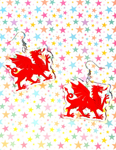 Welsh dragon earrings - dragon,