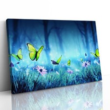 Butterflies and Flowers Fairy Forest Canvas Framed Print Picture Wall Art