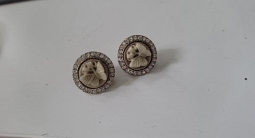 Vintage cameo butterfly stud - cameo,