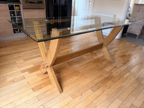 Solid oak and glass dining - solid,