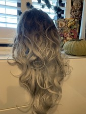 Adults Wig 2 Ton Grey Silver Highlights Long Wavy