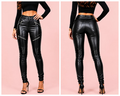 Women genuine leather biker - leather,