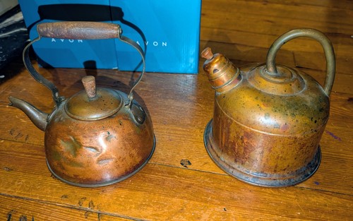 Vintage copper tea pots and - tea,