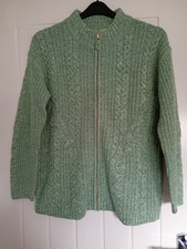 Ladies Damart Thermoactyl Sage Green Zip Up Jacket / Cardigan Size 14 / 16