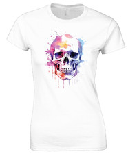 WATERCOLOUR SKULL LADIES T