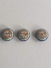 Three (3) Antique Japanese Satsuma Porcelain Buttons Fire Dragon Gold Detail
