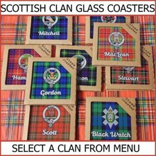 Art2Glass Scottish Clan Coaster Glass & Cork New Boxed - Select A Clan From Menu
