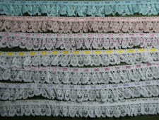 Gathered Lace Trim with Header 1.5"/4cm Choose Colour PER METRE