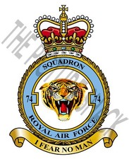 RAF 74 SQUADRON BADGE ON METAL SIGN 5 x 7 INCHES.FITS STANDARD FRAME. ALUMINIUM