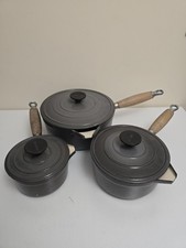 Le Creuset Cousances Set Of 3 Cast Iron Enamel Saucepans 12 16 20 Made In France