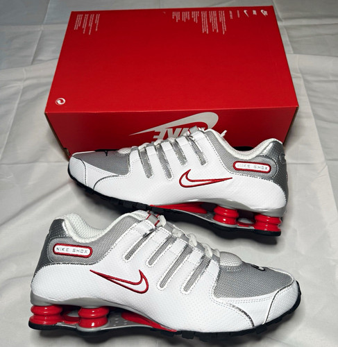 Nike shox white silver - nike, white/silver/red