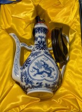 Chinese Blue & White Porcelain Dragon Phoenix Figural Teapot in Gift Box