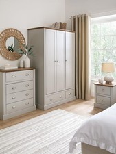 Crawford 3 Piece Bedroom Set Wardrobe 4 Drawer Chest Bedside Package Deal UK