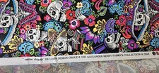 Bundle Of Craft Cotton Fabric Day Of The Dead Skeleton 4 Pieces