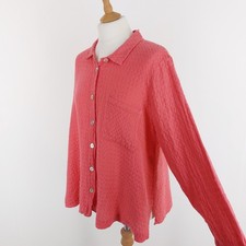 Sahara Size Small Pink Textured 100% Linen Long Sleeve Oversized Blouse Shirt
