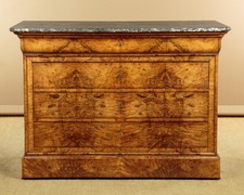 Antique French Burr Walnut Chest of Drawers Commode c.1860