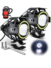 Driving Fog Spot Lights  Angel Eye Halo Rings LED Motorcycle Motorbike Headlight