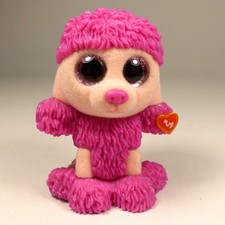 Ty MINI BOOS Series 3 PATSY Pink Flocked POODLE Puppy Dog Figure
