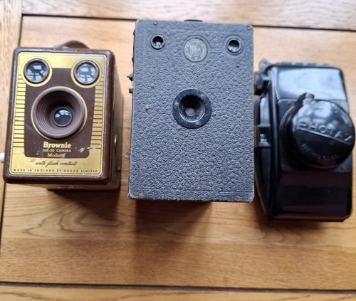 Three vintage cameras kodak - three,