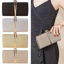 Women Ladies Envelope Clutch Bag Evening Chain Strap Pouch Wedding Party Prom UK