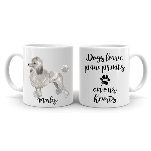Personalised grey poodle 11oz - personalised,