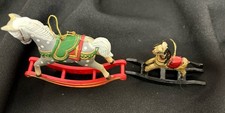 2 X Vintage Christmas Rocking Horse Tree Ornaments Bauble Decoration Xmas