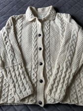 Vintage Emerald Design Chunky Aran Knit Cardigan - L