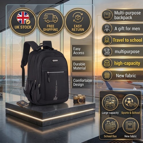 Large black backpack rucksack - large,