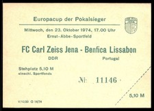Ticket 1974 Carl Zeiss Jena vs. SL Benfica Cup Winners Cup  28659
