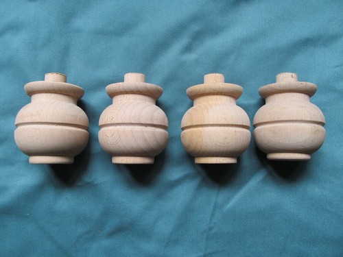 Turned beech wood bun feet - turned,