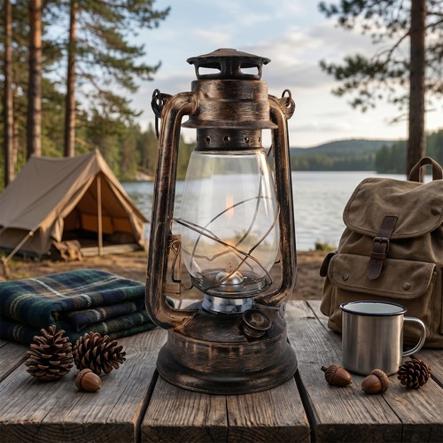 Vintage lantern oil lamp - vintage,