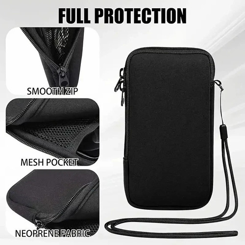 Black phone case neoprene - black,