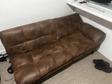 Brown Faux Leather 3-Seater Sofa bed