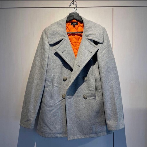 Apc wool pea coat gray - apc, m