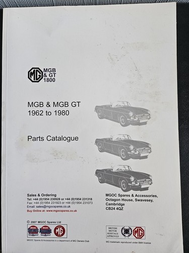 Owners club parts catalogue - mg,