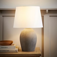 Clint Table Lamp Large Grey Etched Hand Finished Ceramic Tapered Lampshade LED