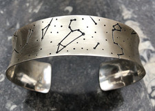 Sterling Silver star map astronomy constellation cuff bangle celestial bracelet