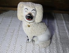 Vintage Staffordshire Confetti Poodle Dog Figurine Large 
