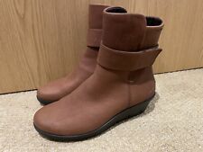 Ecco Boots Size 36 / 3.5-4 Tan Leather Hydromax Wedge Heel Brand New BNWT 