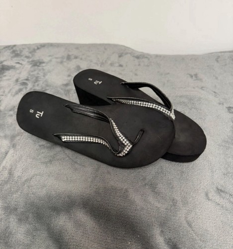 Women black thong - thong, wedge