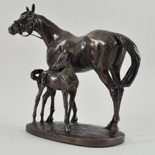 Mare and Foal Cold Cast Bronze Statue by David Geenty Horse Sculpture 06103