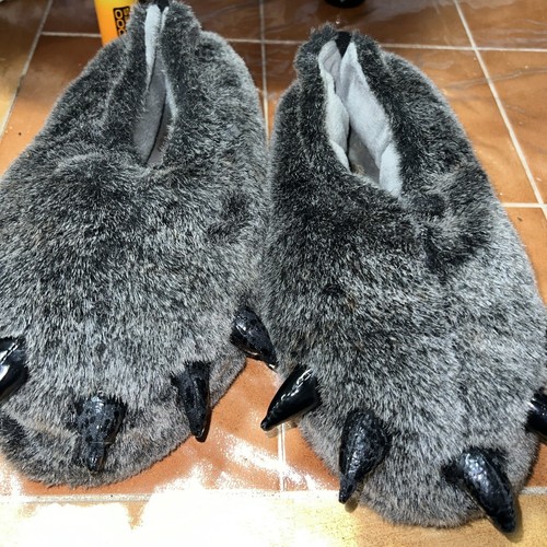 Grey monster slippers size 9 - monster,