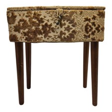 Sewing Box Large + Contents Cotton Reels Pins Etc  Removeable Legs Vintage DIY 