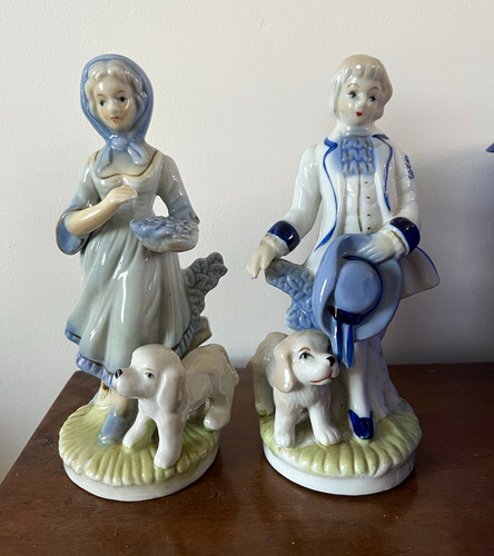 Porcelain figurine pair man - porcelain,