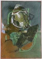 CARMELO CASTELLANO (1925-2012)  SIGNED FRENCH ABSTRACT OIL ON PAPER COMPOSITION