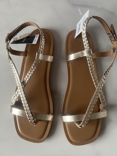Ladies next gold - flat, sandals