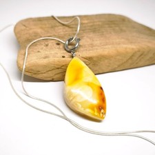 Natural Amber Pendant Sterling