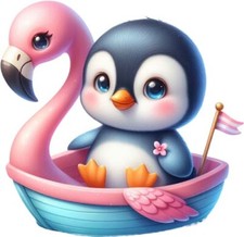 Watercolor Flamingo Boat