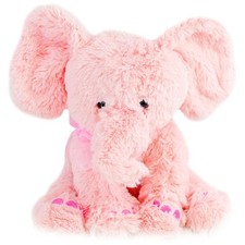 11" Pink Plush Super Soft Elephant Baby Teddy Bear Cuddling Gift Toy with Ribbon