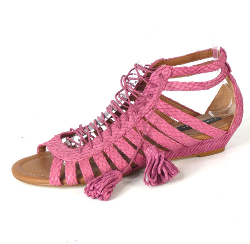 Zara pink leather gladiator - pink,